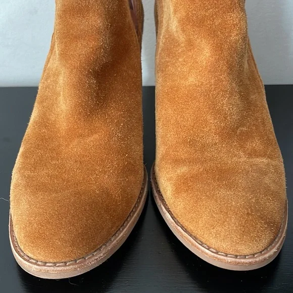 Jeffrey Campbell suede chunky heel boots or booties ankle boots caramel color - Picture 12 of 13